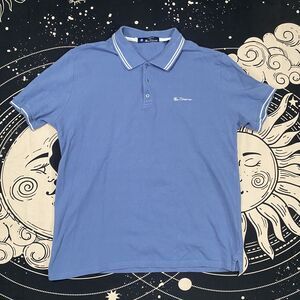 Ben Sherman Polo Shirt Blue Mens Large Preppy Casual Old Money